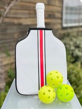 Taylor Gray Erin Pickleball Paddle Cover NWT Neoprene Zip Pocket Washable White
